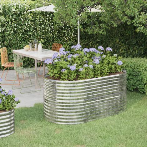 Jardinière de jardin - Balconnière à fleurs Acier enduit de poudre 152x80x68 cm Argenté BV611212 - BonneVie (1/5)