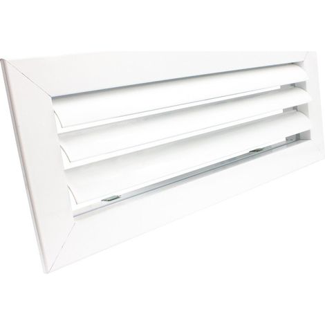 Rejilla Ventilacion Rectangular Blanca Lama Curva Horizontal para Aire Acondicionado  300X150mm - Marco