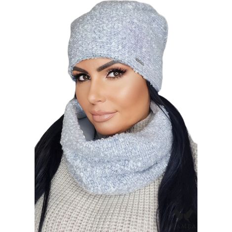 Ensemble Pavo : chapeau et snood bleus