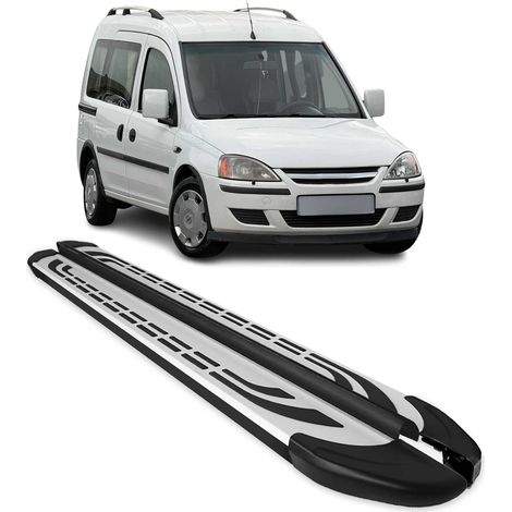 Marchepieds Latéraux Pédale Compatible avec Opel Combo 2001-2011 Aluminium Noir Argenté (1/5)