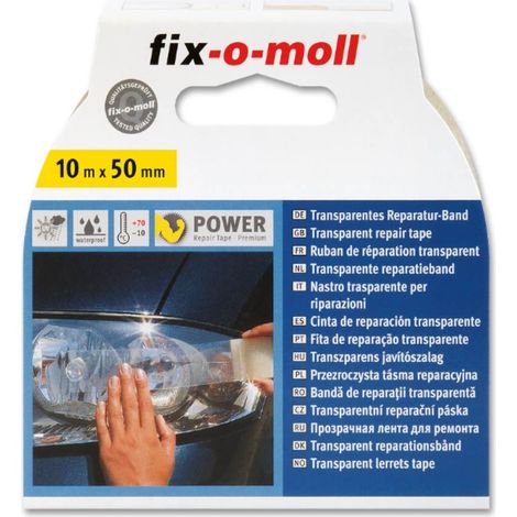 FIX-0-MOLL - 10mt x 50mm - NASTRO ADESIVO EXTRA FORTE PER RIPARAZIONI - COLORE TRASPARENTE