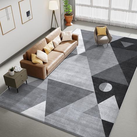 Grand Tapis Salon 79x150cm Moderne Lavable en Machine Gris (1/5)
