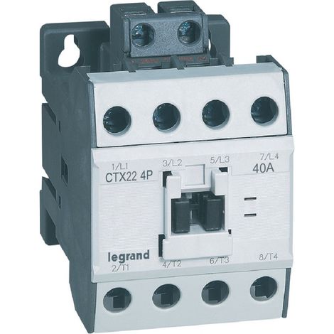 Contacteur de puissance CTX 4 pôles 22A sans contact auxiliaire intégré tension commande 230V (416426)