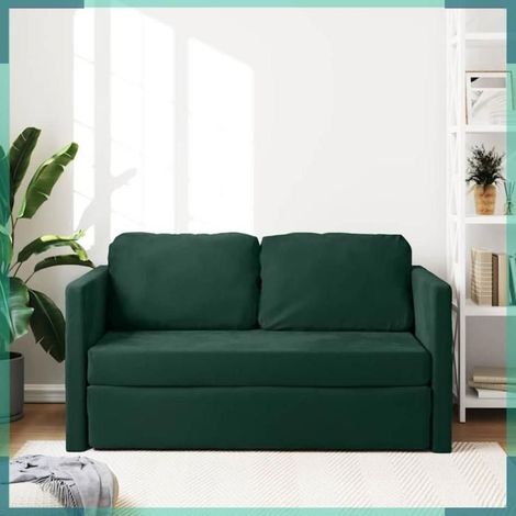 Canapé-lit - 353961 - velours vert foncé - matelas mousse 13 cm - cadre métal (1/5)
