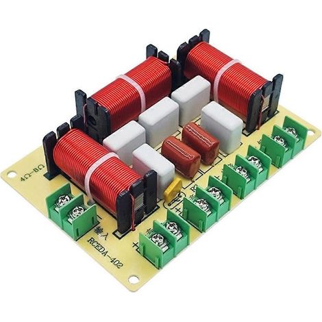 Filtre passif 4 voies 200 W avec double séparateur de fréquences basses + médiums + aigus (voir illustration)