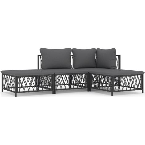 Maison Exclusive - Set Salotto da Giardino 4 pz con Cuscini in Acciaio Antracite (1/5)