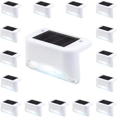 Set mit 16 wasserdichten Solarleuchten für Zäune, Treppen, Höfe, Terrassen und Wege (weiß, weiß) (1/4)