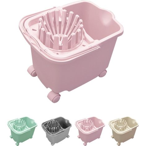 Cubo de Fregona con 4 Ruedas  Sistema Escurrefácil 15L  Limpieza de Suelos Domésticos  Rectangular  29x40x32cm