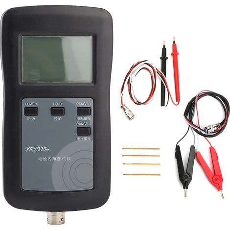 Testeur de résistance interne de batterie lithium YR1035, mesure de précision pour batteries de voiture électrique, kit complet avec affichage numérique et sonde professionnelle. (1/5)