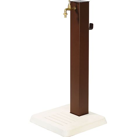 Fontana Decorativa da Esterno con Base in Cemento e Rubinetto in Ottone 45x45x97cm Effetto Corten (1/5)