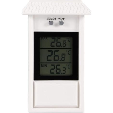 Termometro da parete per esterni IPX2 – Alimentato da 2 batterie AAA – Intervallo di misurazione da -20 a +50 °C – Display LCD di facile lettura per giardino e balcone – Crezuo