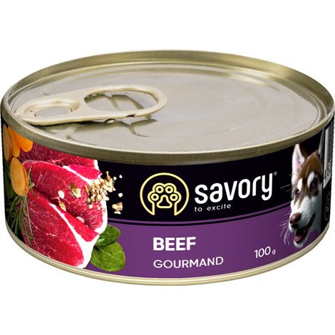 Alimento húmedo sabroso para perros adultos de todas las razas, sabor a carne de res, 100 g. (1/3)