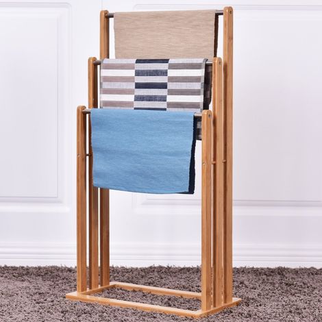 Handtuchhalter handtuchstander standhandtuchhalter 3 stangen freistehend bambus