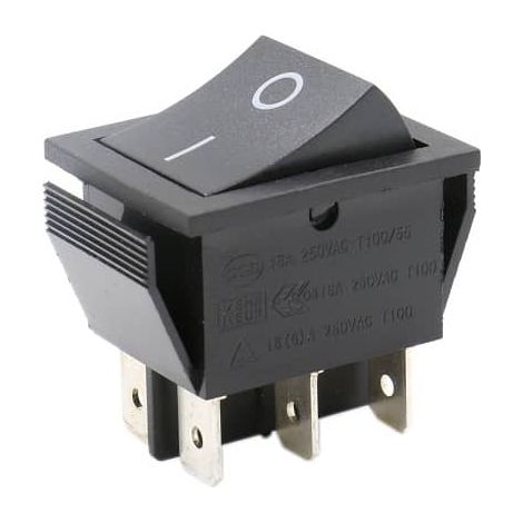 Interruptor basculante ON-OFF DPDT 6 vias Negro 16 A (1/5)
