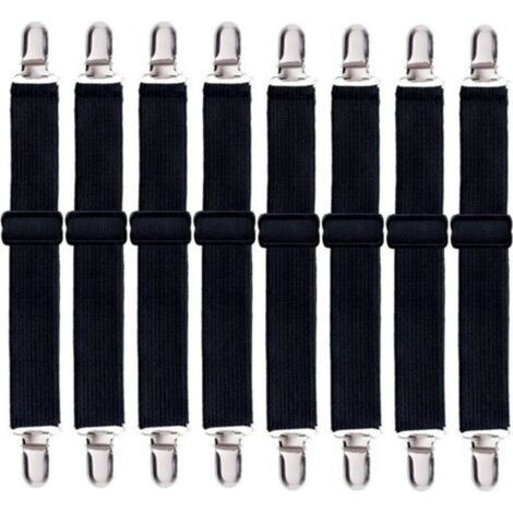 Lot de 8 sangles de drap de lit, clips de sangles de drap-housse réglables (1/4)