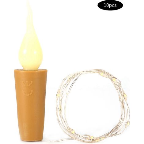 Lot de 10 guirlandes lumineuses LED pour bouteilles en liège, fonctionnant sur piles (1/4)