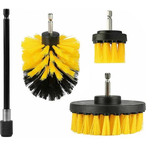 Kit 4 brosses perceuse pour nettoyage auto, poils durs, accessoire de nettoyage détaillé perceuse