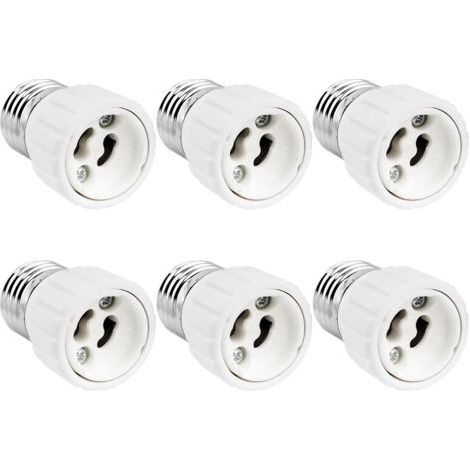LaBlanc - Adattatore da E27 a GU10, 0-250 V, max. 200 W, convertitore adattatore E27 GU10 per lampadina LED, lampada alogena e CFL, adattatore in ceramica, confezione da 6 (1/5)