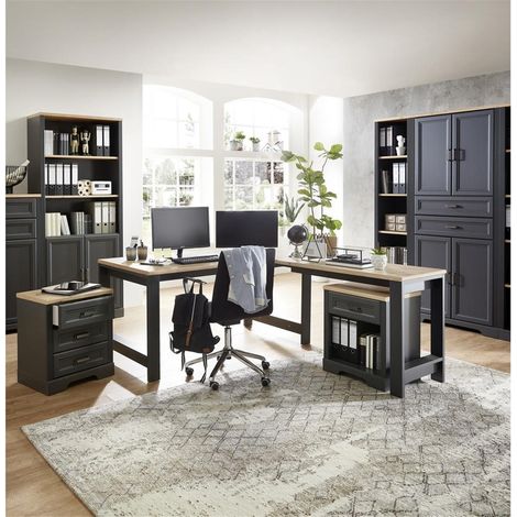 Büro Kombi inkl. Schreibtisch JÜLICH-36 in Graphit mit Artisan Eiche Nb. (1/5)