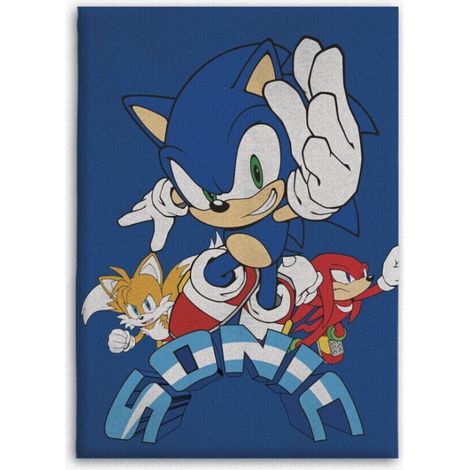 Plaid polaire Sonic, Tails et Knuckles - Bleu (1/2)