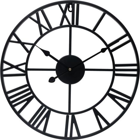 Orologio da parete rotondo in metallo stile vintage, silenzioso, senza ticchettio, a batteria, 40 cm -Crezuo