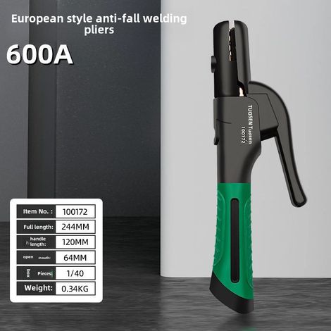 Pince à souder anti-brûlure Topson 600A – corps cuivre – pince durable sans chaleur, style européen, industriel (1/5)