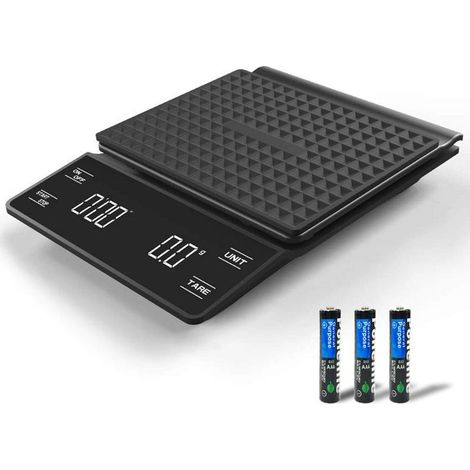 3T6B Balance café électronique Cuisine, Balance de Cuisson précision de 0,1 g, Barre pesée pour Aliments, échelle d'affichage du Temps d'affichage LED 3000 g (Batterie Incluse) (1/5)
