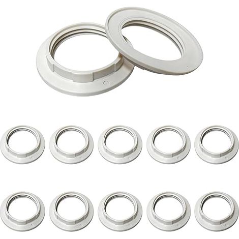 Bagues d'Abat-Jour E27 Anneau de Fixation en Plastique Douille Rondelle Filetée pour Suspension Lampe de Table et Lampadaire Blanc Diamètre Interne 40 mm (1/5)