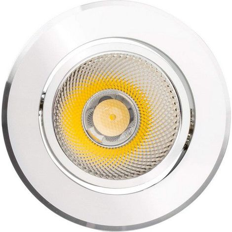 Spot LED Downlight COB Orientable Rond 12W Argenté Coupe Ø 90mm No Flicker No Flicker 3000K Blanc chaud (1/5)