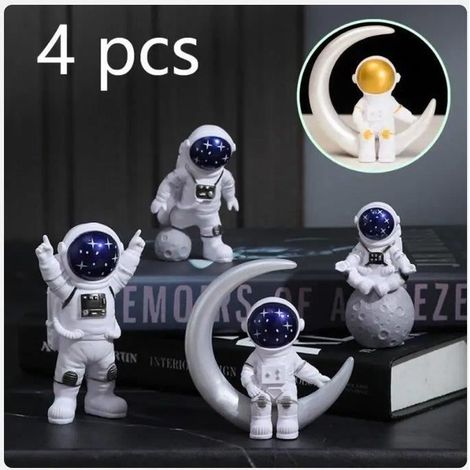 Objet décoratif - Spaceman - Ornement de bureau - 4 pièces - PVC - Bleu (1/4)