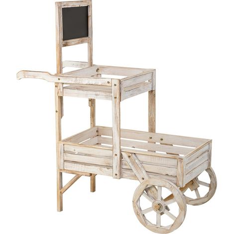 Carro expositor con ruedas de madera blanco 100x52x120 (1/5)