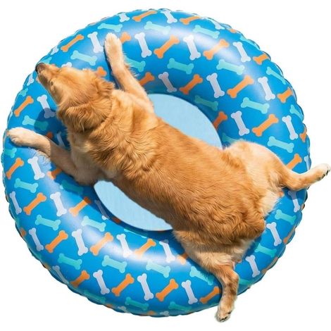 Bouée pour Chien PVC Anti-Fuite Gonflable Antidérapant Raft pour Chien de Piscine Pour Jeux de Plage Fête Aquatique Détente au Lac, Races Petites (1/5)