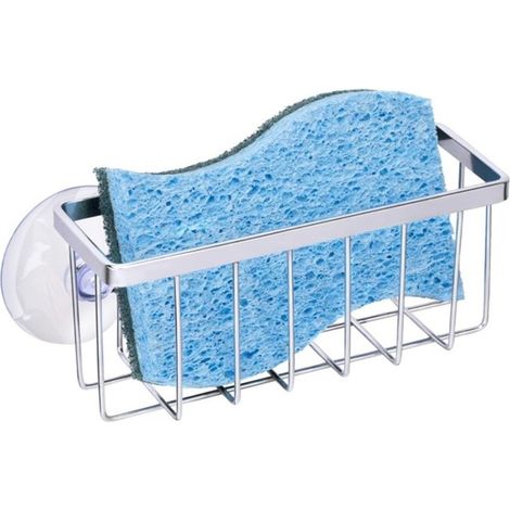 Porte-Éponge Ventouse pour Évier Cuisine - Organisateur Égouttoir (Sans Perçage, Durable & Compact) (1/4)