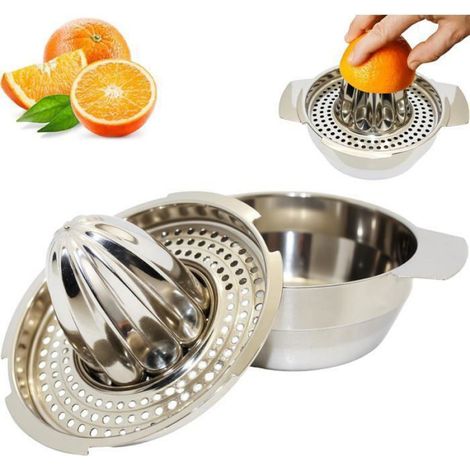 Presse-Agrumes - Acier Inoxydable - Diamètre 12,2 cm - Récipient à Jus 5,2 cm - Pour Citrons et Oranges - 1 Pièce (1/5)