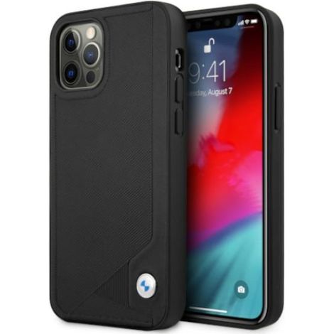 Custodia BMW BMHCP12MRCDPK per iPhone 12/12 Pro 6.1, nera/rigida, in pelle con rilievo. (1/5)