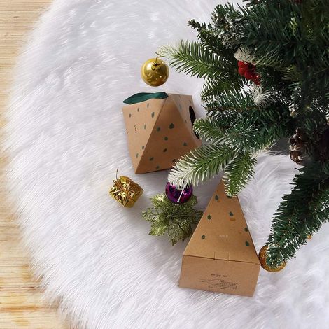 Schneeweißer Weihnachtsbaumrock aus Plüschsamt, 120 cm (1/5)