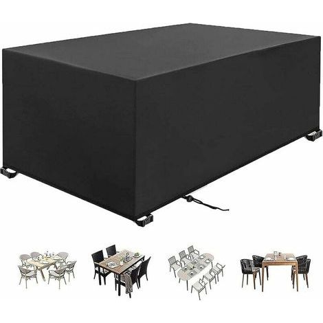 Gartentischabdeckung 230x120x75cm Schwarz 420D Oxford-Gewebe Gartenmöbelabdeckung Windbeständig UV-beständig Gartentischplane für rechteckige Gartenmöbel thsinde A (1/5)