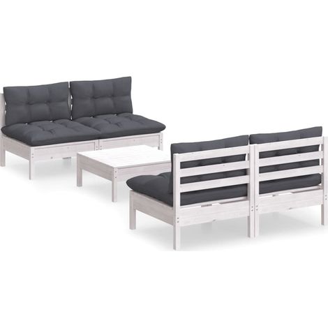 Maison Exclusive - Set Divani da Giardino 5 pz con Cuscini Antracite Legno di Pino (1/5)