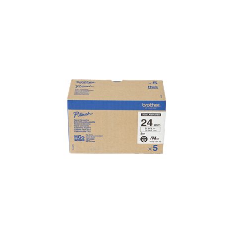 BROTHER Cinta Alta Calidad 8m Transparente/Negro (Pack 5Ud) 24mm