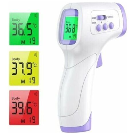 Thermomètre frontal adulte Thermomètre infrarouge avec alerte de fièvre Thermomètre frontal 2 en 1 sans contact avec fonction mémoire, écran LCD (1/5)