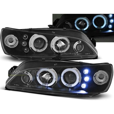 Paire de feux phares Peugeot 306 97-01 angel eyes noir-27361726 (1/2)