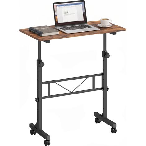 HOMCOM Overbed Table Adjustable Height with Steel Frame Rustic Brown (1/5)