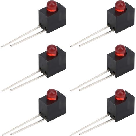Douille de lampe LED monotrou de 3 mm, douille de lampe monotrou avec LED rouge, jaune, verte et bleue, pattes incurvées à 90 degrés, incluant une lumière rouge. (1/5)