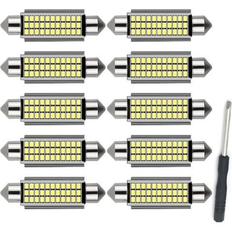 10 Pièces 41MM Éclairage Intérieur LED voiture - Ampoule LED Habitacle Auto, Ampoules Auto avec Dissipateur Thermique Arrière, Lampe de Lecture Plug-and-Play pour Habitacle, Blanc (1/5)