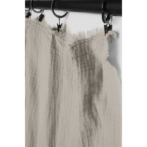 Rideau ajustable + 10 anneaux pince "Milos" 140 x 280 cm Mousseline de coton - Ficelle - Ficelle - 1 Panneau ajustable 140 x 280 cm (1/4)