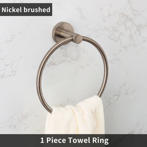 (Anneau porte-serviettes en nickel) Accessoires de salle de bain : porte-serviettes en acier inoxydable brossé 304, porte-papier toilette, porte-savon, barre porte-serviettes, accessoires de salle de (1/5)