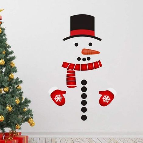 Autocollant bonhomme de neige de Noël à faire soi-même, autocollant pour réfrigérateur, porte de garage ou fenêtre. (1/5)