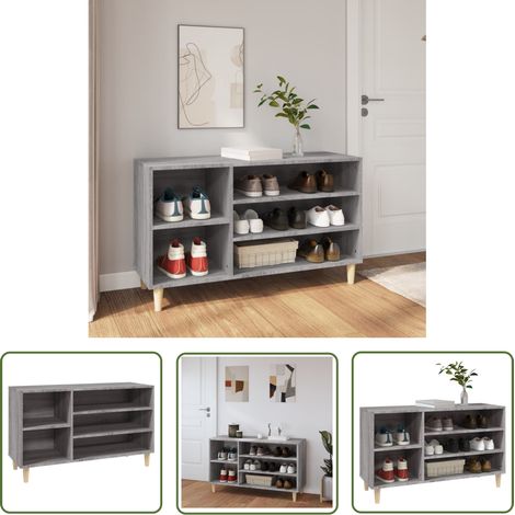 The Living Store Schuhregal Grau Sonoma 102x36x60 cm Holzwerkstoff - Schuhschrank - Schuhregal - Garderobe - Flurmöbel - Holzwerkstoff (1/5)