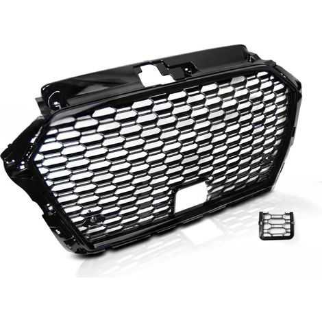 Calandre pour Audi A3 8V de 2017 a 2020 Look Sport Noir brillant-28648264