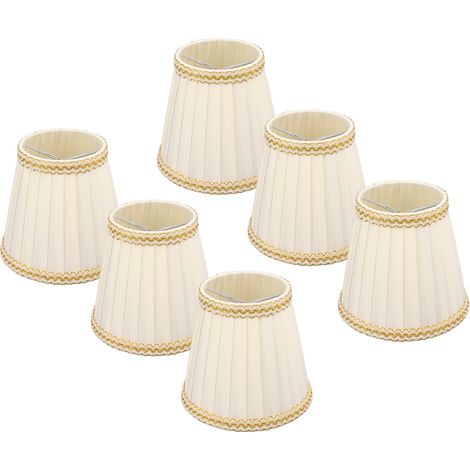 Lot de 6 petits abat-jour à clipser en tissu pour lustres et ampoules de bougies. Accessoires d'éclairage (1/5)